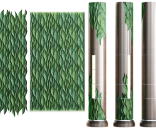 Decorative Wall Panel and Columns with Tropical Leaf Design | Modern Eco 3D Model