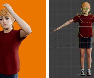 Rigged 3D Girl Character - Game Anim Ready (textured ver)