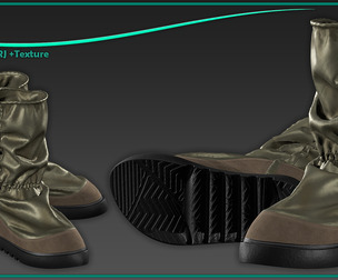 female rain boot with texture