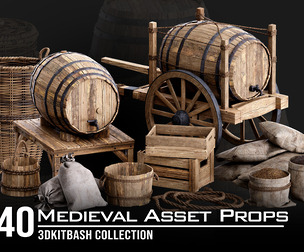 Medieval Asset Props – 3D Kitbash Collection (+40 Pieces)