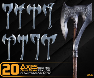 20 Viking warrior AXES - Basemesh - Vol 02