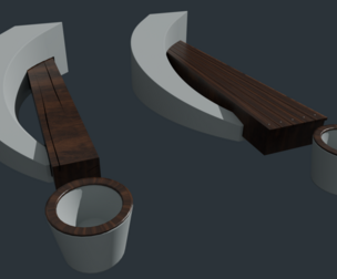 Outdoor park long chairs and urn 3D model
