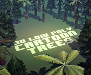 3D Low Poly Cartoon Trees