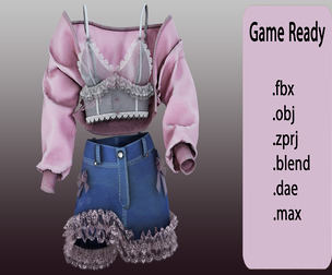 Dream Pink Outfit Low-poly 3D model