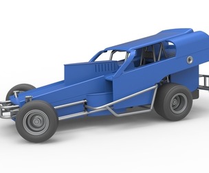 Vintage Dirt Modified stock car V2 while turning Scale 1:25