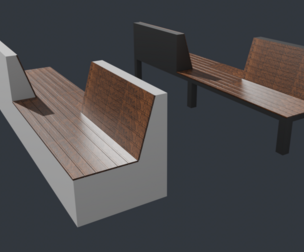 Outdoor park long chairs set 3D model