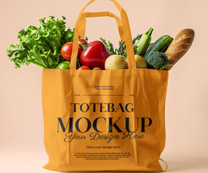 Shopping Tote Bag Mockup PSD – Realistic Grocery Bag Template
