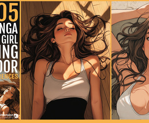 505 Manga Art Girl Lying on Floor