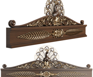 Decorative Peacock Pediment – High Poly 3D Ornament for Architecture, CNC & 3D Printing