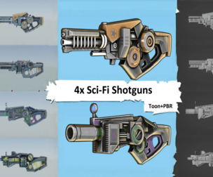 Sci-Fi Shotgun Collection – 4 Weapon Models (PBR & Toon)