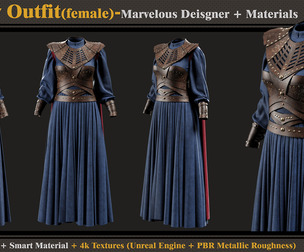 Fantasy Outfit-MD-Clo3d-Smart Material-Textures-OBJ-FBX