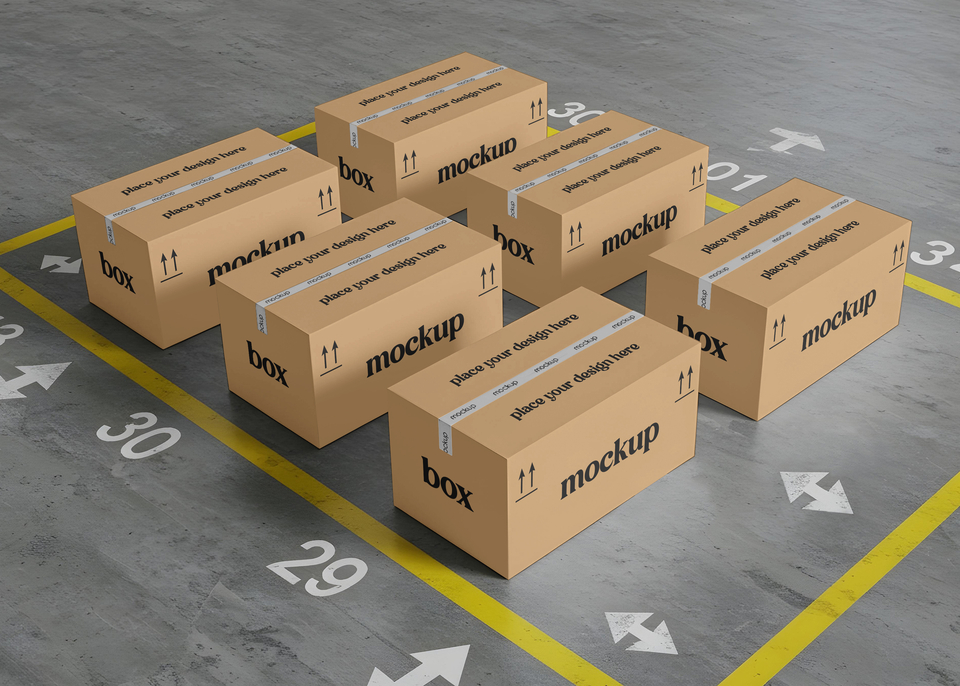 Cardboard Shipping Boxes Mockup PSD Template – Packaging E-Commerce ...
