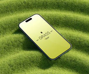 iPhone 16 Pro Touch on Grass Mockup PSD Template for Branding & E-Commerce