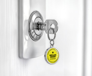 Key Round Tag Mockup PSD Tempalte, Door Lock, Keychain for Real Estate, Hotel & Branding