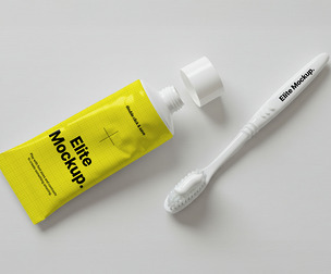 Toothpaste Tube Toothbrush Mockup PSD Template — Packaging Design Oral Care