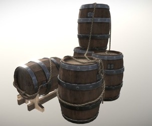 Pirate Barrel 3D Model Set – Game Ready