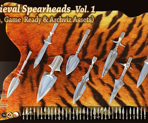 40 Medieval Spearheads – Vol. 1 (Basemesh, Game ready & Archviz Assets)