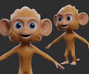 Cartoon Monkey II  - Topology + UV Map