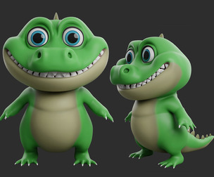 Cartoon Crocodile  - Topology + UV Map