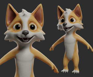 Cartoon Dog  - Topology + UV Map