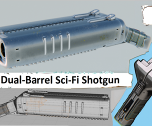 Dual-Barrel Sci-Fi Shotgun