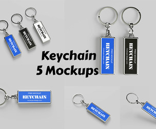 Rectangular Keychain Mockup PSD Template