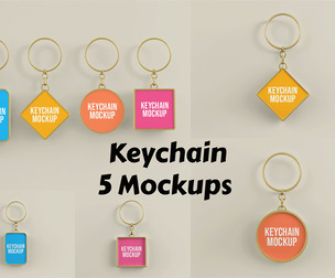 Geometric Keychain Mockup PSD Template