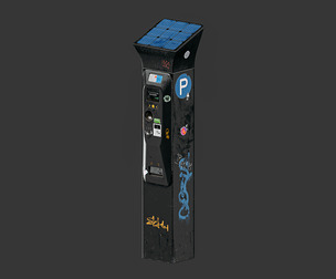 Parking meter with solar panel and display