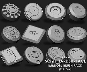 Sci-fi Hardsurface IMM Brush Pack (12 in One) vol. 3
