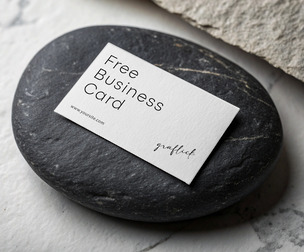 Business Card On Pebble Stone Mockup PSD Template