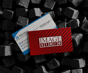 Modern Business Card On Stone Cube Mockup PSD Template