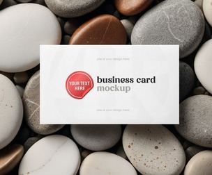 Unique Business Card on Beach Stones Mockup PSD Template