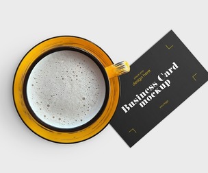 Casual Business Card, Coffee Cup Mockup PSD Template
