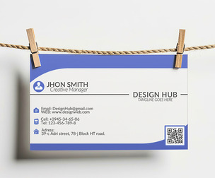 Unique Business Cards Hanging on Clothesline Mockup PSD Template