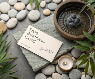 Serene Business Card with Pebble Stones and Spa Mockup PSD Template