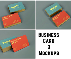 Dual-Color Business Card Mockup 3 PSD Template - Modern Stack