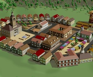 Village-game ready low-poly 3D model