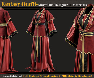 Chinese Fantasy Outfit-MD-Clo3d-Smart Material-Textures-OBJ-FBX