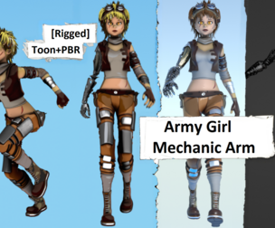 Army Girl – Mechanic Arm (Rigged & Animated)