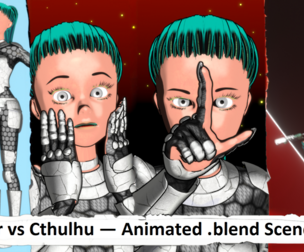 ⚔️ Character vs Cthulhu — Animated .blend Scene