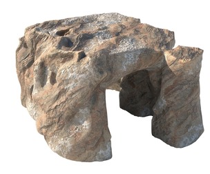coral red stone cave entrance