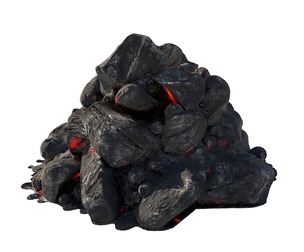 lit coal pile