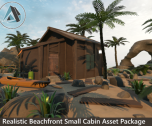 Package name Realistic Beachfront Small Cabin Asset Package