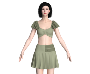 Girls Crop Top With Shorts - Outfit | Marvelous / Clo3d / obj / fbx