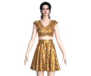 Girls Printed Top With Skirt - Outfit | Marvelous / Clo3d / obj / fbx