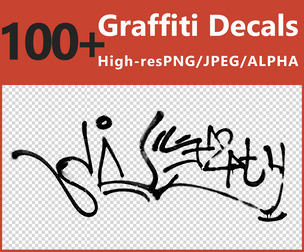 100+ High-resolution PNG-JPEG-ALPHA of Graffiti Decals + Free Image References - Vol. 01