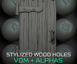Stylized Wood Holes - 15 ZBrush VDMs and Alphas