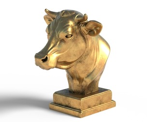 Cow bust statue