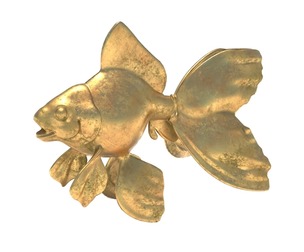 gold fish metal statue