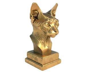 Sphynx cat head bust statue